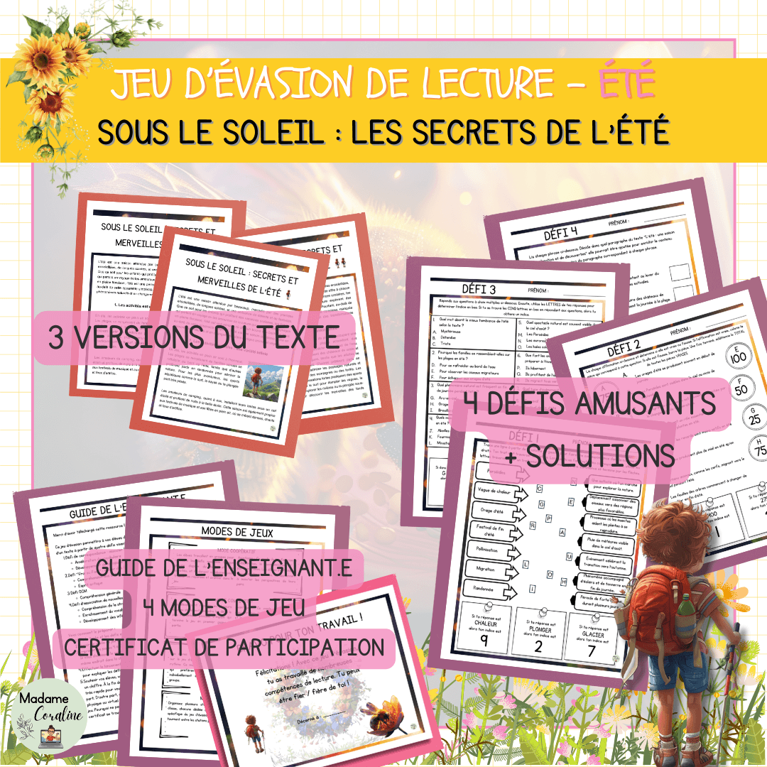 Jeu évasion de lecture été