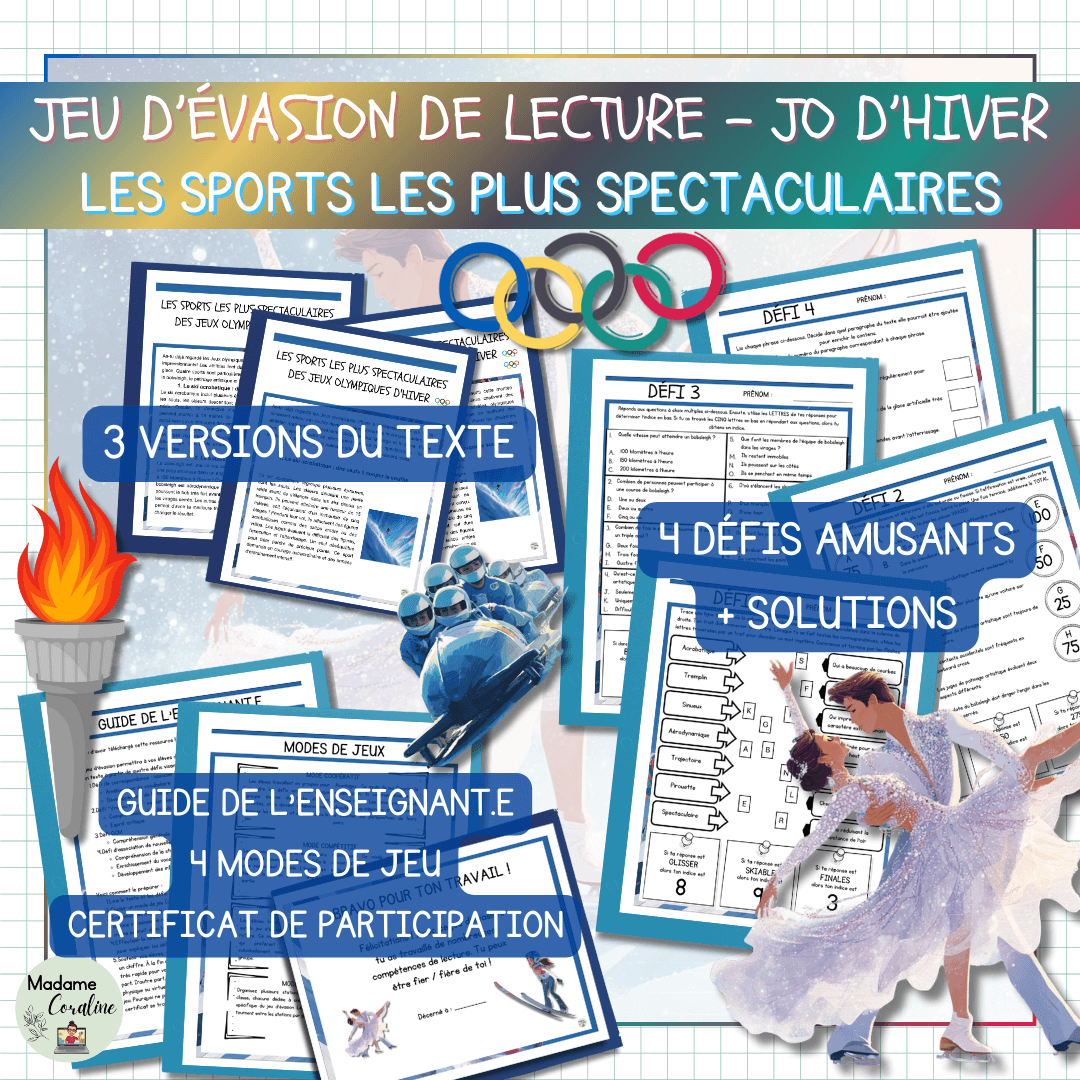 Jeu évasion de lecture jeux olympiques hiver
