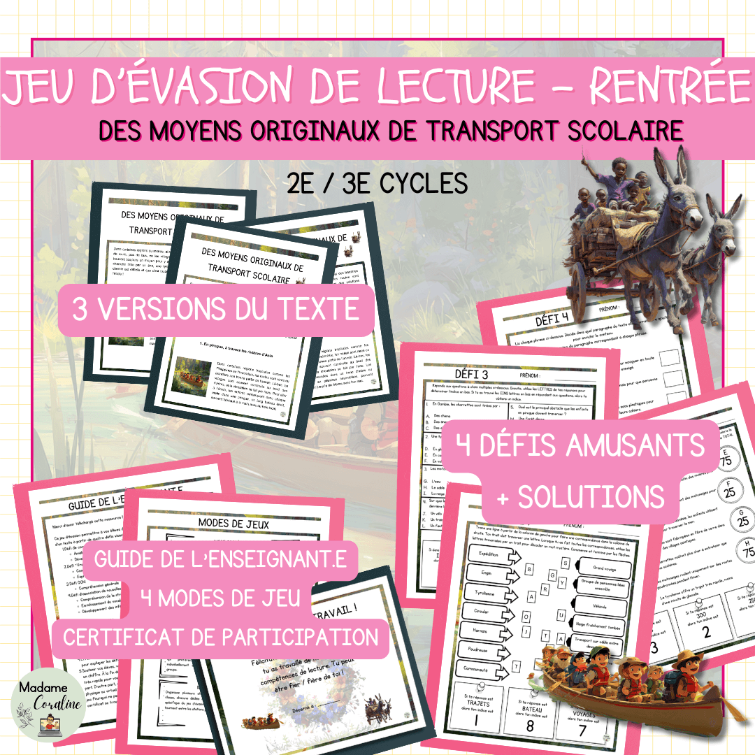 Jeu évasion de lecture rentrée