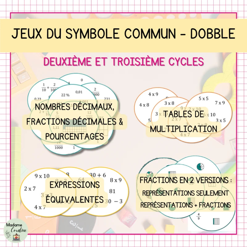 Jeu mathématique Dobble Symbole commun