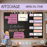 Menu du jour de la classe à afficher | Rentrée scolaire au primaire - Collection Pastel Pop