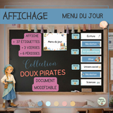 Menu du jour de la classe à afficher | Rentrée scolaire au primaire - Collection Doux pirates