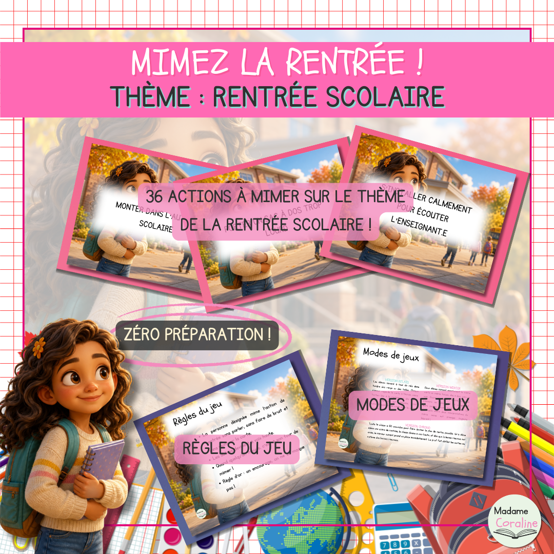 Mimez la rentrée ! Jeu de mimes pour la classe, activité brise glace de rentrée scolaire