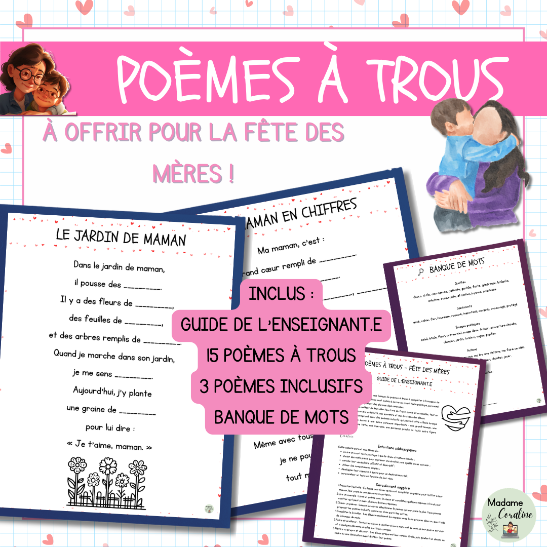Poèmes à trous pour la fête des Mères – activité écriture