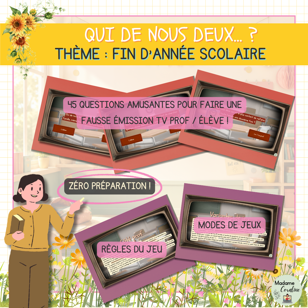 Qui de nous deux jeu amusant pour la fin d'année au primaire