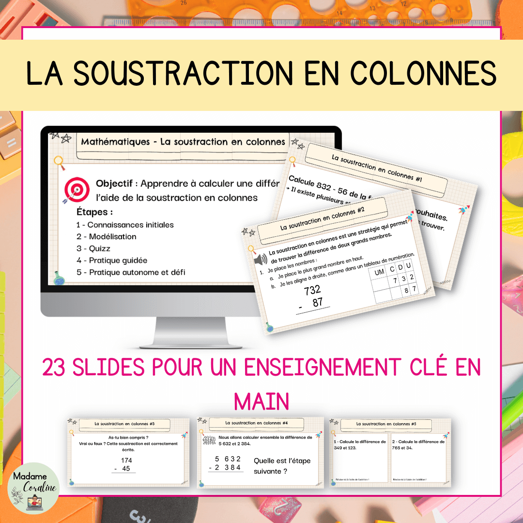 Soustraction en colonnes - clé en main