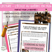 Compréhension de lecture – L’école au Québec vers 1926