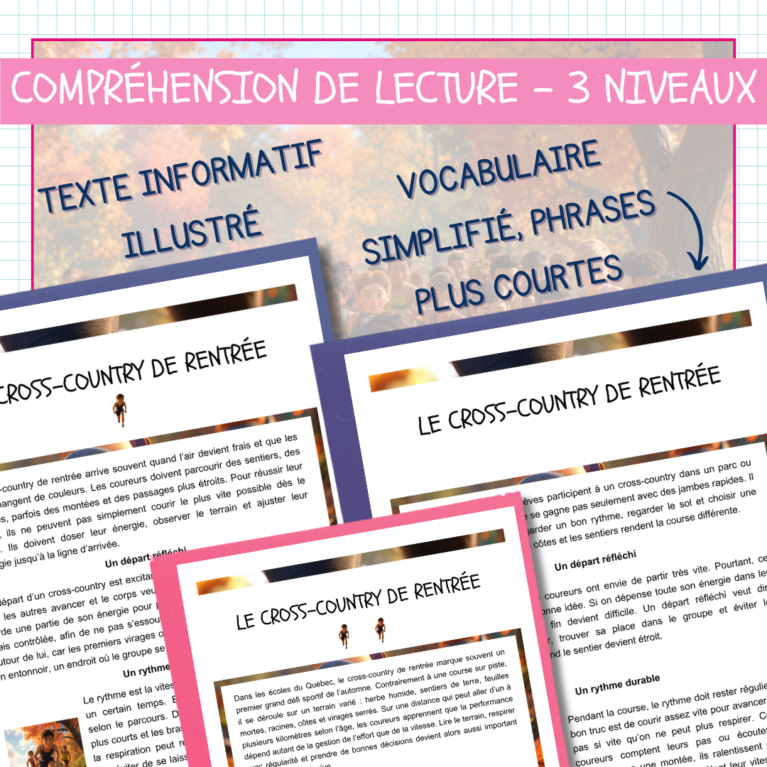 Aperçu 2 de Compréhension de lecture – Le cross-country de rentrée