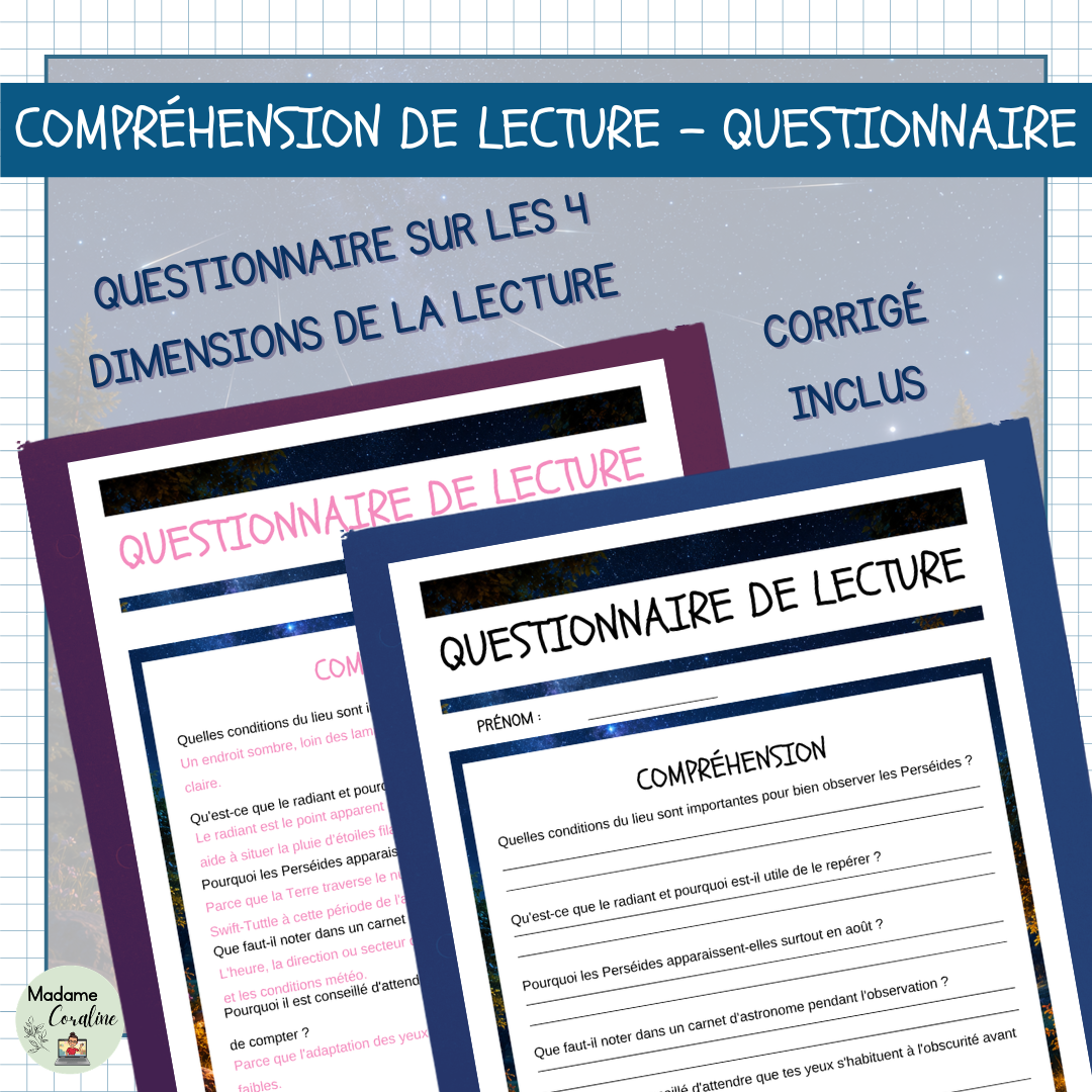 =Compréhension de lecture – Les Perséides (3 niveaux)