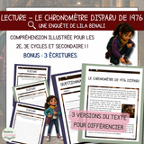 Le chronomètre de 1976 disparu – Compréhension de lecture - Récit policier
