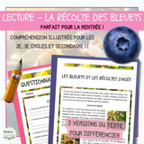 Les bleuets et les récoltes d’août – Compréhension de lecture différenciée et illustrée