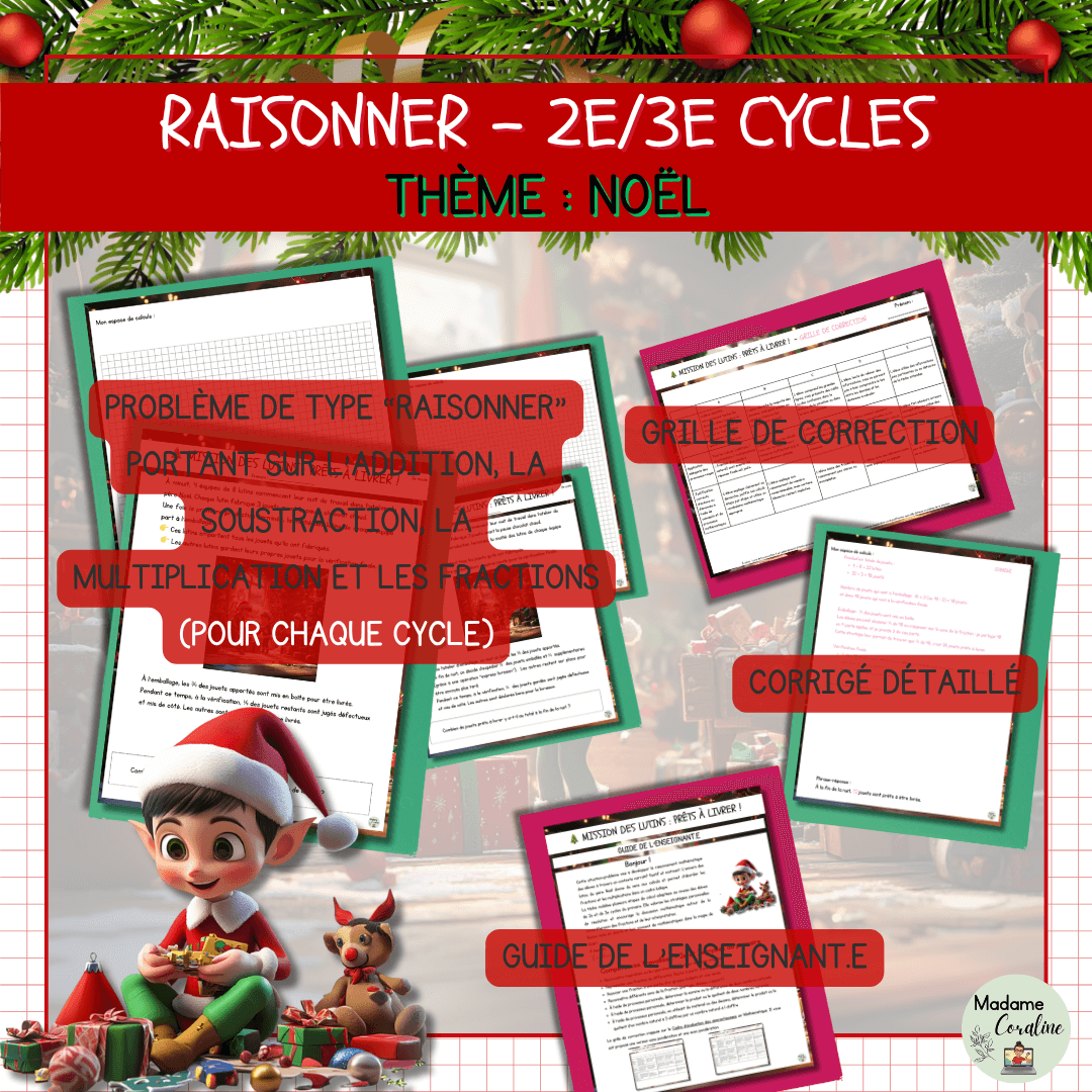 Raisonner de Noël | Mathématique | Situation-problème avec fractions ...