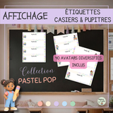 Étiquettes pour casiers et pupitres à personnaliser - Collection Pastel Pop